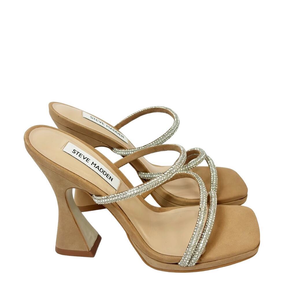 STEVE MADDEN WOMEN'S LIBBIE HEELED CAMEL NUBK SIZE 6.5 NWT WITH BOX